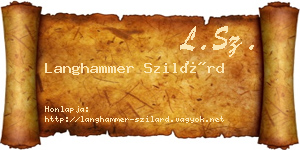 Langhammer Szilárd névjegykártya